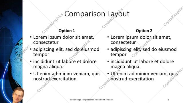 Comparison presentation slide layout