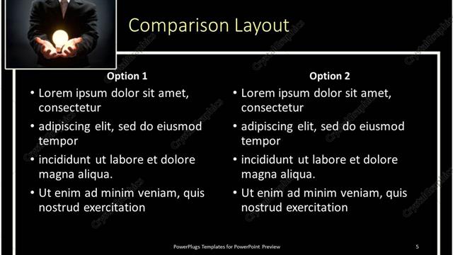Comparison presentation slide layout