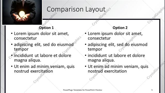 Comparison presentation slide layout