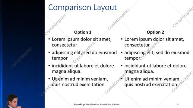 Comparison presentation slide layout