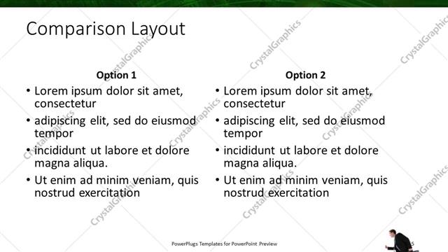Comparison presentation slide layout