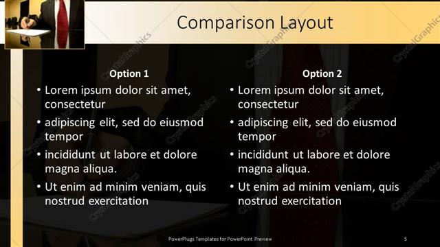 Comparison presentation slide layout