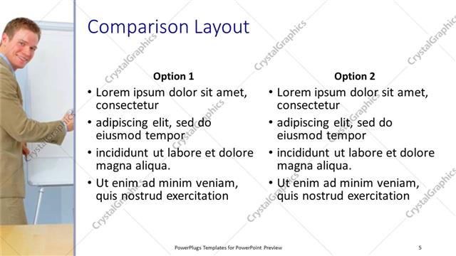 Comparison presentation slide layout