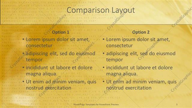 Comparison presentation slide layout