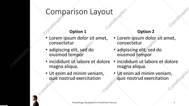 Comparison presentation slide layout