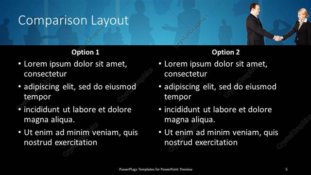 Comparison presentation slide layout