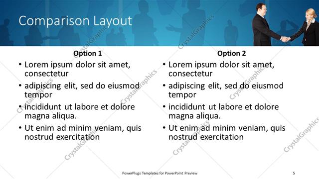 Comparison presentation slide layout