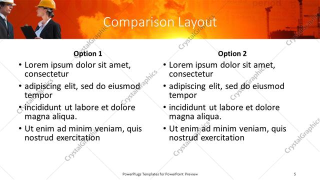 Comparison presentation slide layout