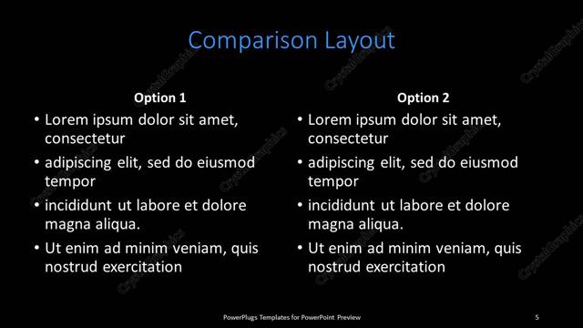 Comparison presentation slide layout
