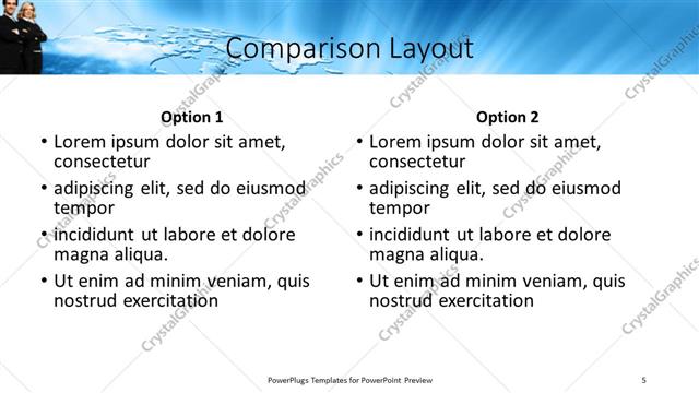 Comparison presentation slide layout