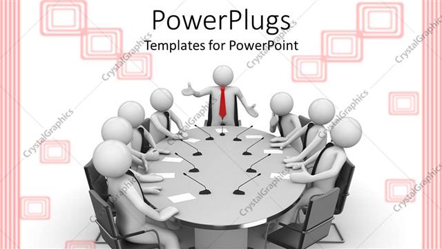  Presentation with round table - Business men having meeting round table with one presenting