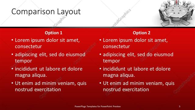 Comparison presentation slide layout