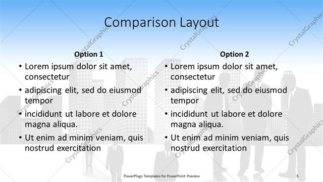 Comparison presentation slide layout