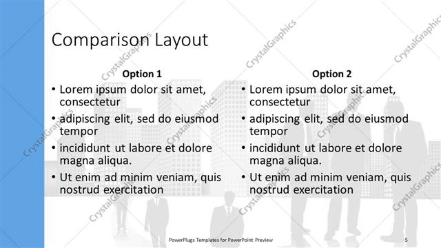 Comparison presentation slide layout