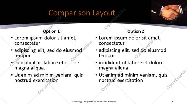 Comparison presentation slide layout