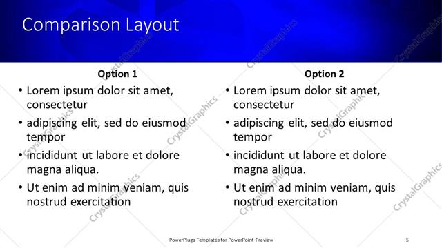 Comparison presentation slide layout