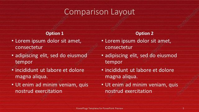 Comparison presentation slide layout