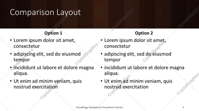 Comparison presentation slide layout