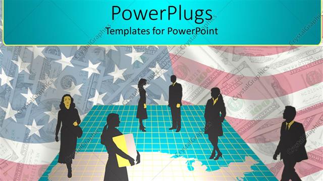  Presentation with business women - Business men and women walking on USA map