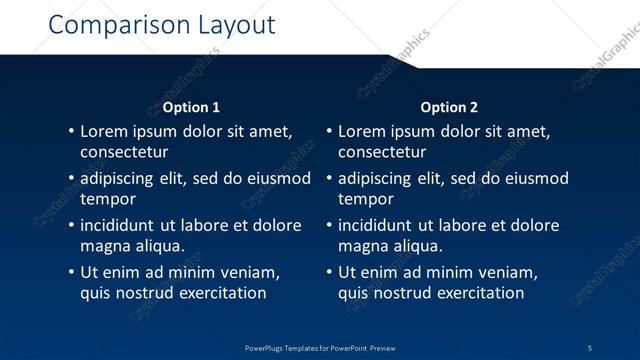 Comparison presentation slide layout
