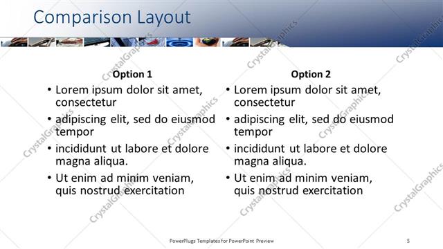 Comparison presentation slide layout