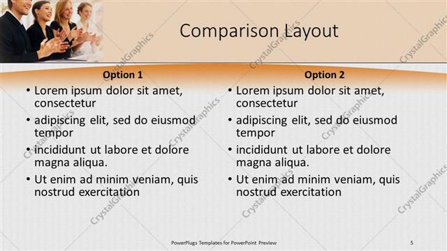 Comparison presentation slide layout
