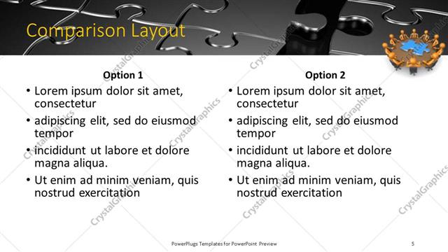 Comparison presentation slide layout