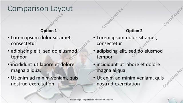 Comparison presentation slide layout
