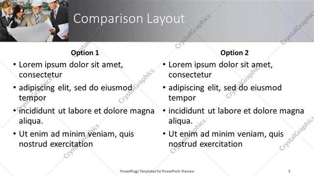 Comparison presentation slide layout