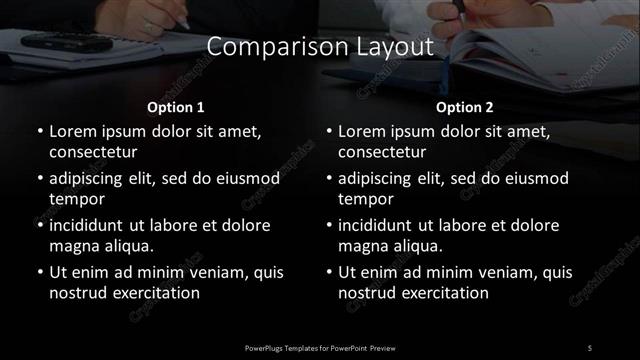 Comparison presentation slide layout