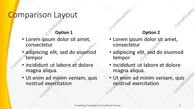 Comparison presentation slide layout
