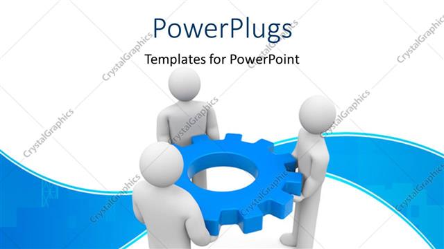  Presentation with business people - Business people holding gear depicting partnership with nice blue curve