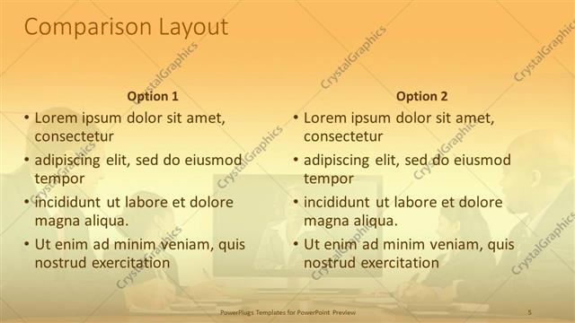 Comparison presentation slide layout