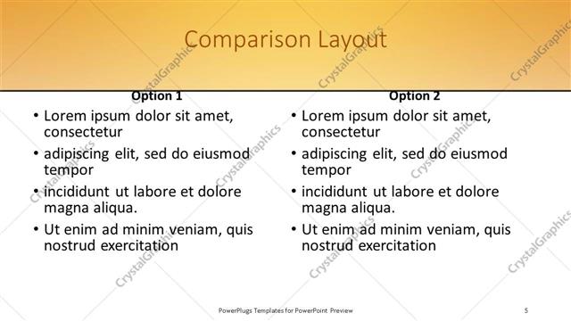 Comparison presentation slide layout
