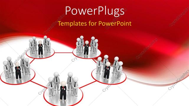  Presentation with professionals - Team of business professionals linked in red circles on white background