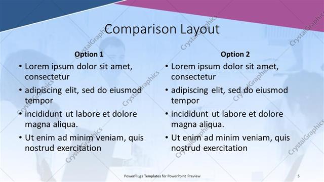 Comparison presentation slide layout