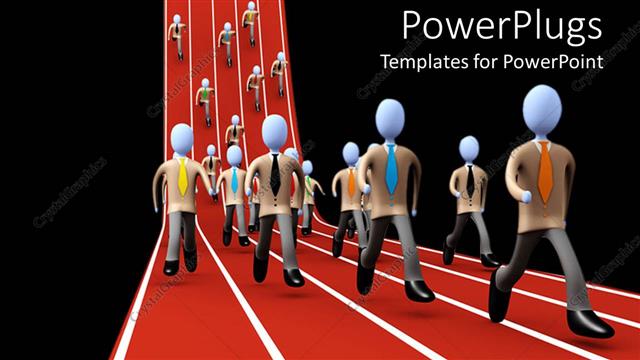  Presentation with marathon running race - Business people running in a marathon race, success in business