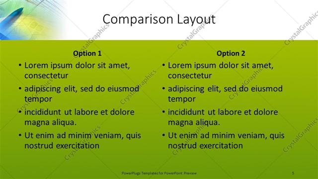 Comparison presentation slide layout