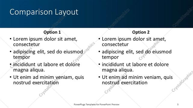 Comparison presentation slide layout