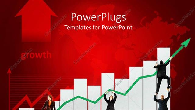  Presentation with growth chart - Business people trying to climb up a bar chart