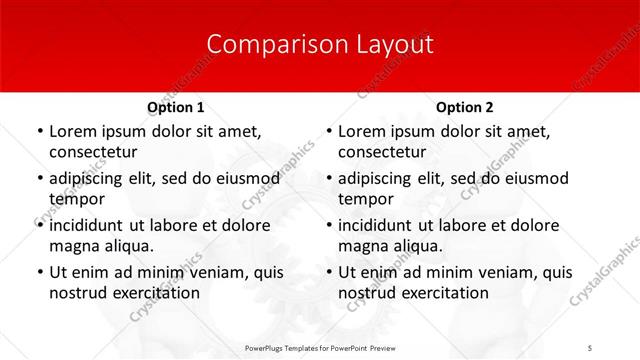 Comparison presentation slide layout