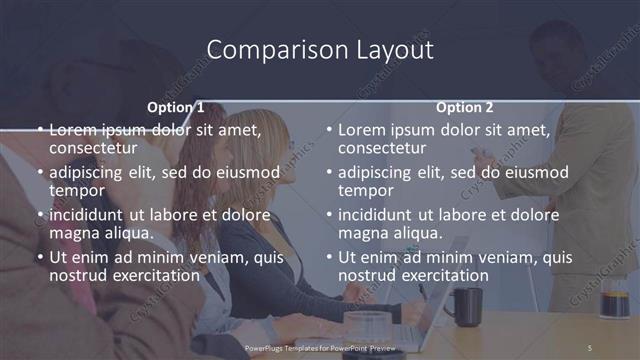 Comparison presentation slide layout