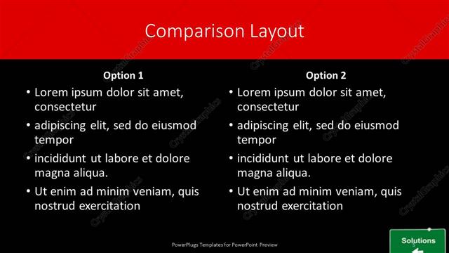 Comparison presentation slide layout