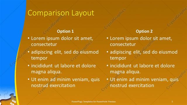 Comparison presentation slide layout