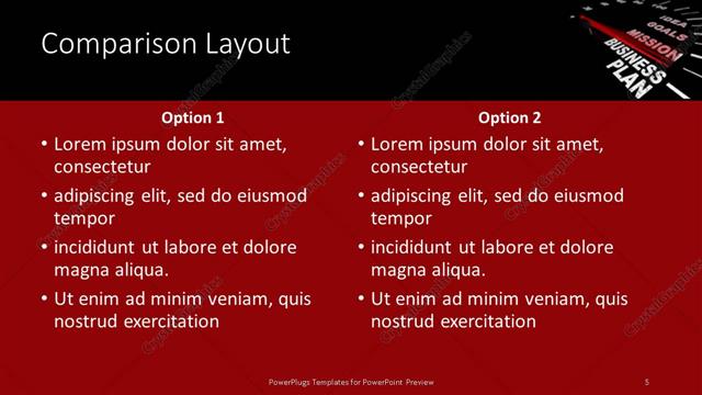 Comparison presentation slide layout
