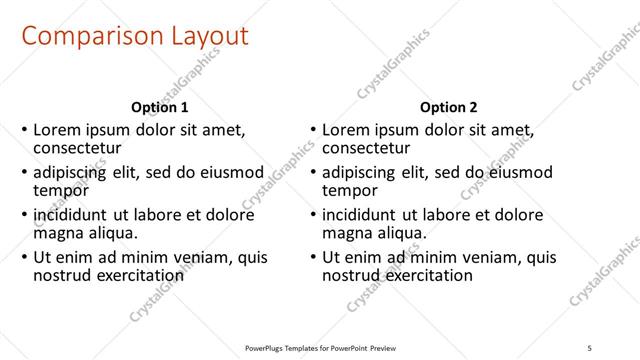 Comparison presentation slide layout