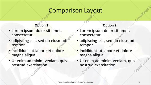 Comparison presentation slide layout