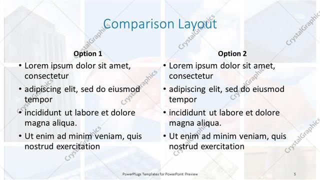 Comparison presentation slide layout