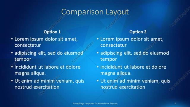 Comparison presentation slide layout