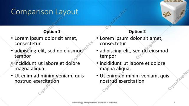 Comparison presentation slide layout